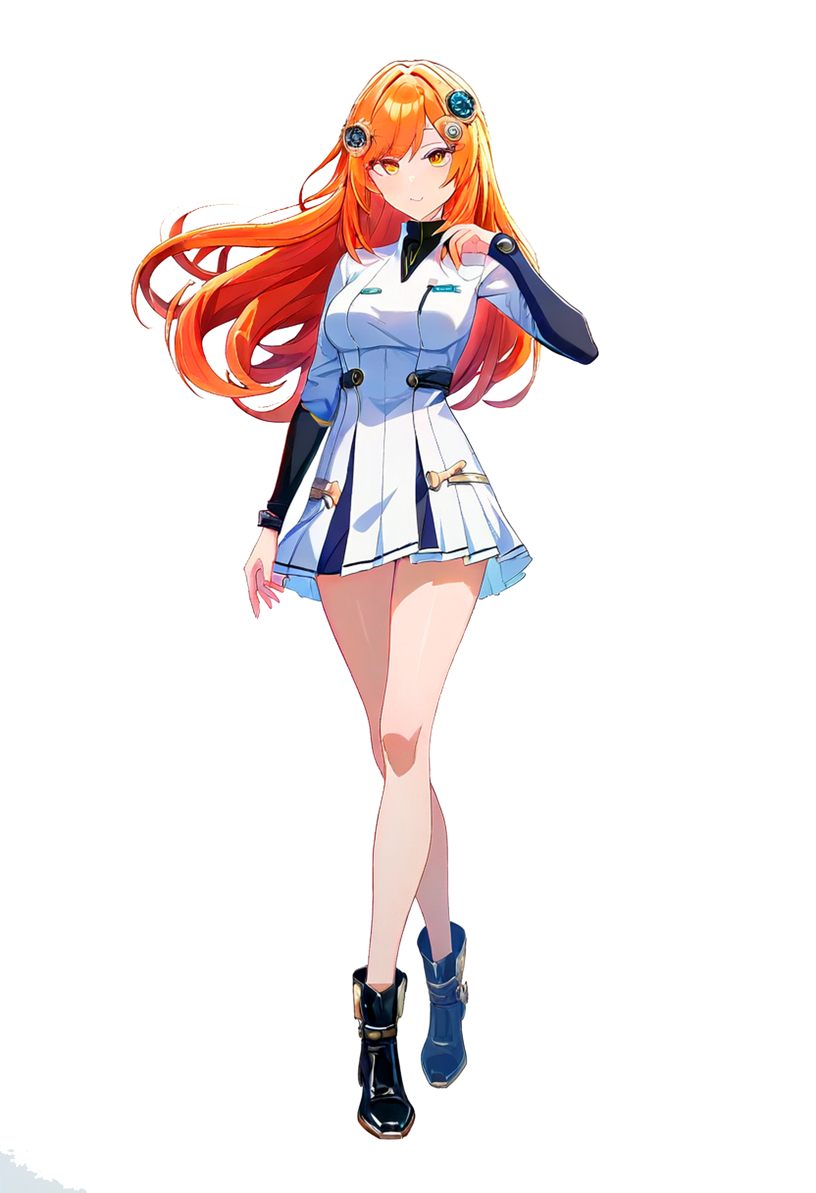 ComfyUIで生成したオレンジ髪のメカニック風キャラクター