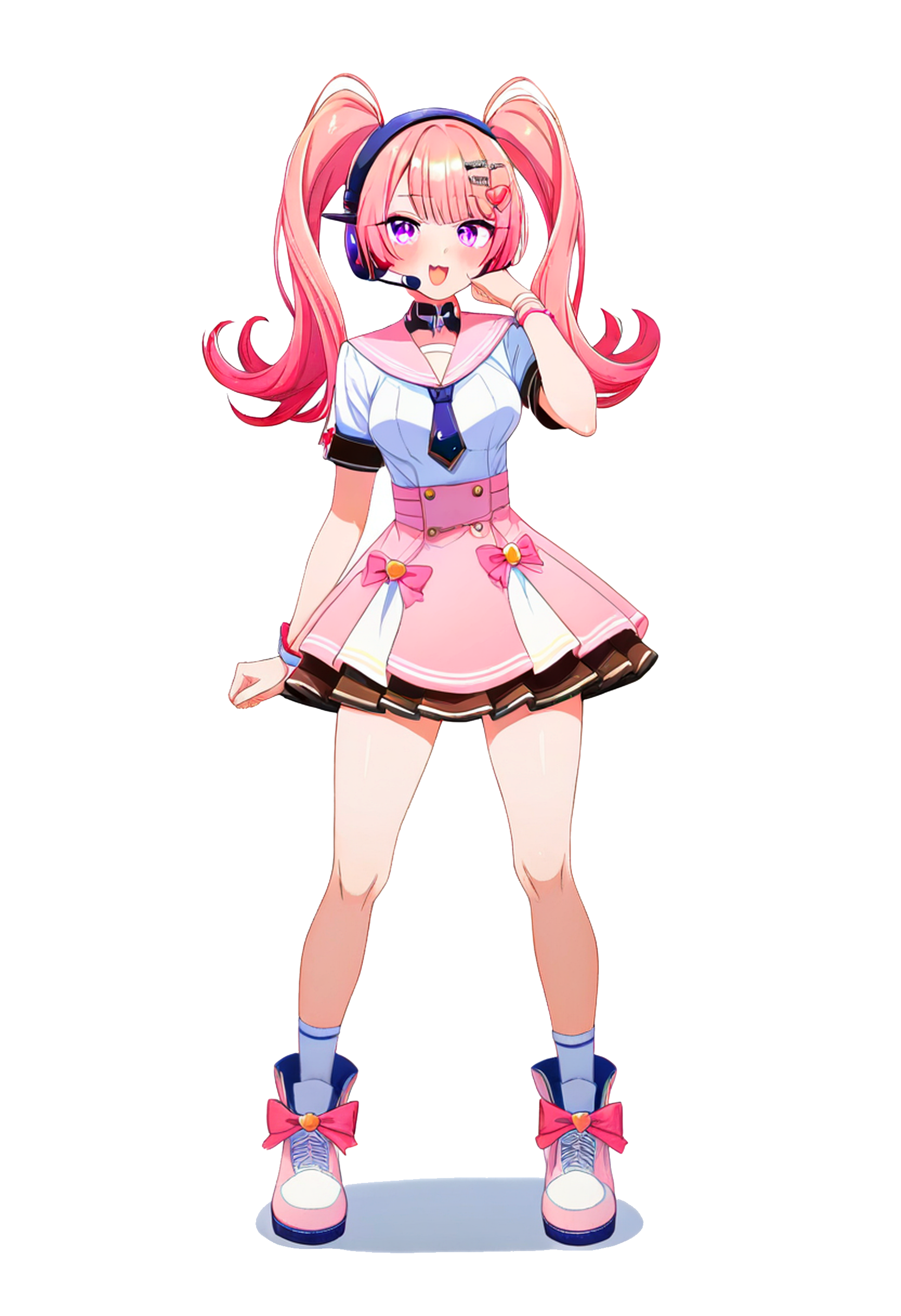ComfyUIで生成したピンク髪の猫耳アイドル風キャラクター